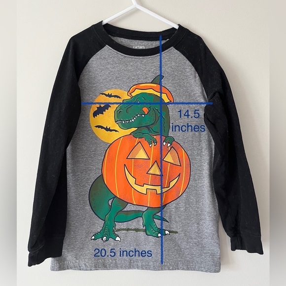 Kids Carter's Halloween Dinosaur Shirt Long Sleeve Size Kid 8 - Picture 2 of 6